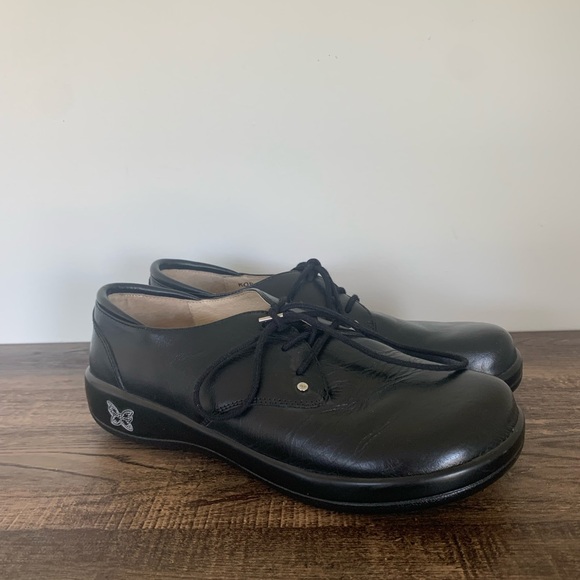 Alegria Tera Pro Black Nappa Leather Lace-Up Orthic Oxford TER-601 Women US 9 - Picture 2 of 9